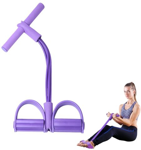 Abdominal Trainer, 6 Tubes Multifunction Tension Rope, Sit-Up Training Equipment, Bodybuilding Expander, Abdominal, Leg, Waist Exerciser, Workout Equipment for Home Gym Yoga, Fitness (Purple)