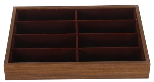 MUELODSIC Bandeja Organizadora de Gafas con Compartimentos Caja para Gafas de Sol y Joyas Soporte de Madera con Forro para Hogar y Tienda
