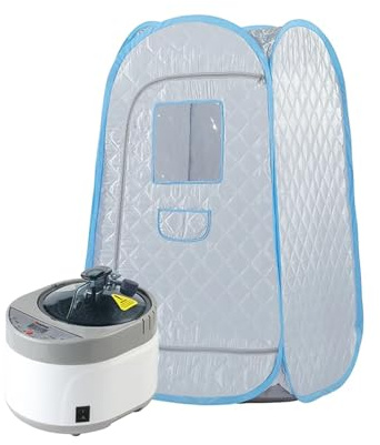 Tenda pieghevole for saune for la casa personale for sauna a vapore portatile for tutto il corpo con generatore di da 4 litri e 1500 W(Silver Set)