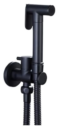 TTDGYYXW Wall Mounted Toilet Bidet Spray Gun Set - Chrome/Black/Grey Metal Brass Faucet with Spring PVC SS Hose for Bathroom - High Pressure, Easy Install, (Black Set B)