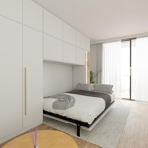 Wallbedking Estructura de Cama abatible Vertical Morphy Que Ahorra Espacio – Cama Murphy Modular Plegable para proyectos DIY y Muebles empotrados Personalizados (135x190 cm, Horizont)