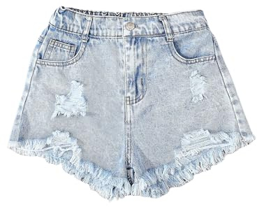 GORGLITTER Girl's Y2k Ripped Denim Mini Shorts Raw Hem Summer Jeans Shorts