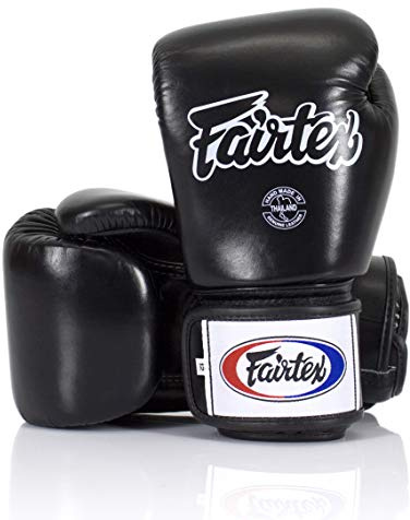 Fairtex BGV1 Muay Thai - Guantes de Entrenamiento de Boxeo para Hombres, Mujeres y niños, Guantes de Artes Marciales, Peso Ligero y Absorbente de Golpes (Negro, 16 oz)