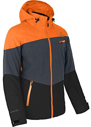 Bergson RUKA | Herren Skijacke, wattiert, 20000 mm Wassersäule, Ebony/Persimmon orange/Black (, 52 - Herren