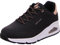 Skechers Damen UNO – Shimmer Away Sneaker, Black Durabuck Rose Gold Duraleather Trim, 35 EU