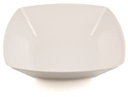 Buzztrove 4 Pack Plastic Bowls 19x19cm White – Reusable Square Serving Bowls – Durable Plastic Pasta, Fruit & Salad Bowls – Lightweight White Party Bowls.