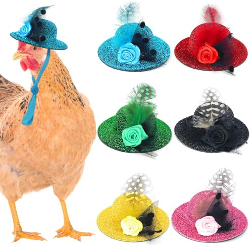 ComiMag 6-Pack Mini Chicken Hats for Hens, Dolls Hats, Cute Decorations