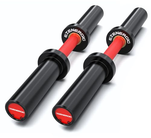 E.T.ENERGIC 20” Solid Steel Olympic Dumbbell Handles Pair, 500LB Red&Black