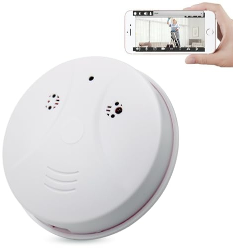 isekurity WiFi Mini Detector Camera,1080P Wireless Security Nanny Cam Smoke Detector Camera with Motion Detection/Night Vision/Remote View for Home and Office Surveillance, No Audio