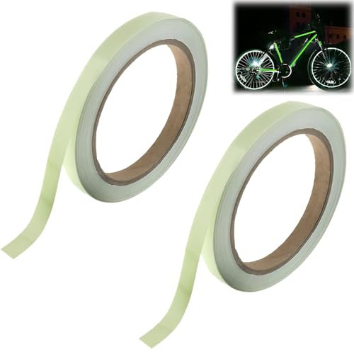 SOGHO 2 Stück Fluoreszierendes Klebeband,1cm*10m Leuchtendes Band,Leuchtband Selbstklebend,Leuchtstreifen Selbstklebend,Grünes Licht Leuchtband Aufkleber,Luminous Tape, Warnband Für Treppenwand Bühne