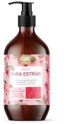 QKnatur - Huile anti-vergetures (250 ml) - Nourrit et hydrate à l'églantier - Aide à réduire et à prévenir l'apparition de cicatrices et de vergetures - Idéal pendant la grossesse