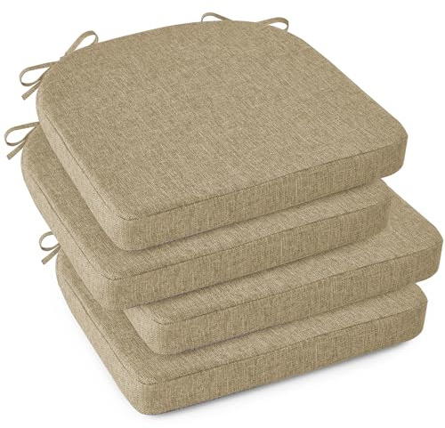 OVOV Chair Cushions for Dining Chairs Set of 4 with Ties Beige 41x41cm