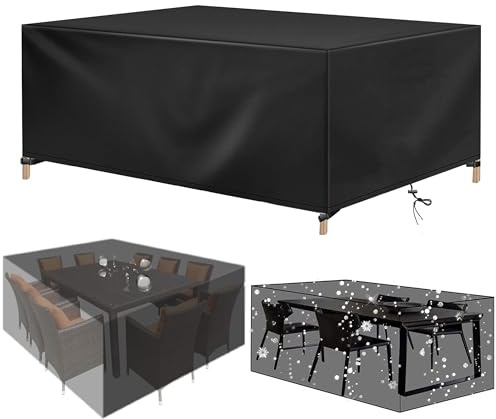 HNKDKJ Bâche Table de Jardin 180x90x75cm/LxWxH Housse Salon de Jardin Exterieur Impermeable Housse Protection pour Table de Jardin 420D Tissu Oxford Housse pour Mobilier de Jardin