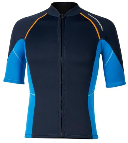 Freebily Homme Haut De Maillots De Bain Rashguards Plongée Neoprène 1.5 Mm Veste Bain Surf Nautique Top T-Shirt à Fermeture éclair