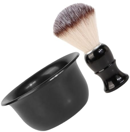 UKCOCO Kit Cuidado Barba de Hombre Brocha de Afeitar para Hombres Cuenco de Afeitar Kit de Brocha de Limpieza de Afeitado Portátil para Uso Casa o Viajes