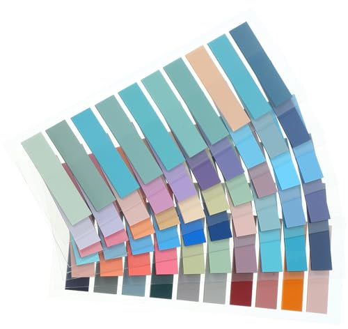 BESTonZON Pestañas Adhesivas de Colores PET Semitransparentes Cuaderno de Notas Adhesivo 6 Hojas 60 Pestañas 10 por Hoja Marcadores para Libros y Cuadernos Útiles para Oficina y