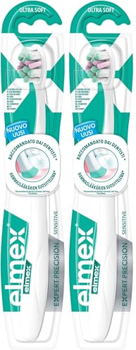 elmex spazzolino manuale Expert Precision Sensitive|Ultra soft| Denti sensibili | Pulizia profonda e delicata |Migliore distribuzione della pressione nelle aree sensibili |pulisce in profondità