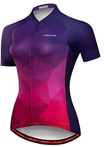 Cycling Jersey Womens Bike Jersey Zip Mountain Cycle Shirts Short Sleeve Road Bicycle Tops Pro Team Racing MTB Tops for Ladies Female Clothing wear Size L