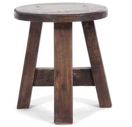 DESIGN DELIGHTS RUSTIKALER Holz HOCKER Bern | 23x20x20cm (HxBxT), Mahagoni massiv | Schemel, Holzhocker, Blumenhocker, Pflanzenhocker | Farbe: 03 Dunkelbraun
