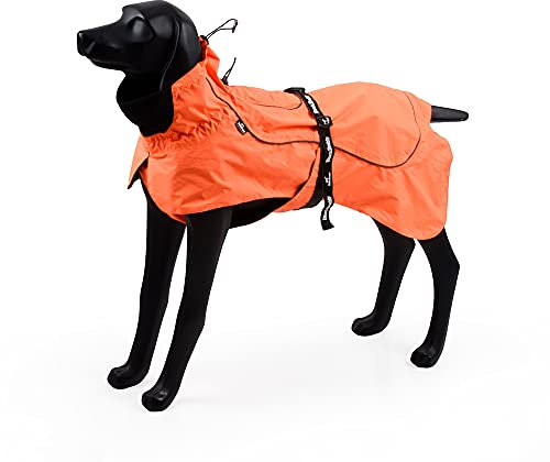 BLACKDOGGY Wasserdichte Outdoor-Jacke Regenmantel mit reflektierendem Rand und verstellbarem Gürtel (Medium, Orange)