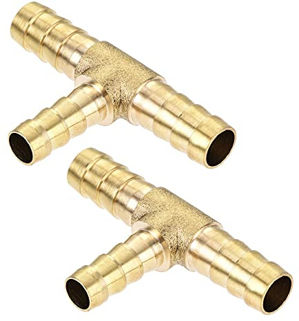 uxcell Reducing Barb Hose Fitting Tee T Shape Pipe Connector Brass 5/16 x 5/16 x 1/4 2Pcs