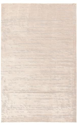 Kurzflor Teppich Wohnzimmer Beige 155 X 230 cm - Moderner Wohnzimmerteppich mit Antirutschunterlage - Waschbar Teppich