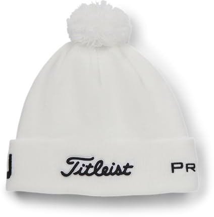 Titleist Tour Pompom Golf Beanie, White/Black, One Size Fits All