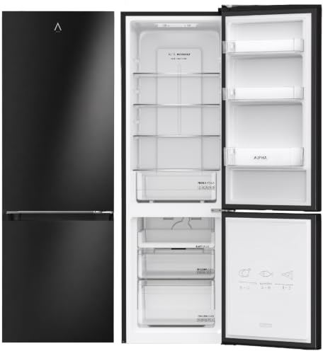 ALPHA Frigorífico Combi Pegasus Elite-180 Negro Brillo, Total No Frost con Multi Airflow, Inverter, Bajo Nivel Sonoro *Alta Gama*