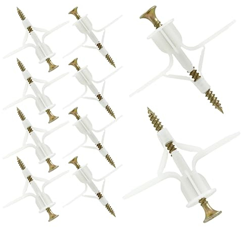 Moicstiy 50 tasselli per pareti cave, kit di ancoraggio per cartongesso con viti, tasselli per cartongesso, espansione a farfalla, viti per pareti in cartongesso (50 tasselli + 50 viti)