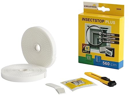 Schellenberg 50029 Befestigungsband Plus für Fliegengitter Fenster aus Polyester-, Fiberglas- und Aluminiumgewebe, Bandlänge 5,6 m, inkl. Montagezubehör, weiß