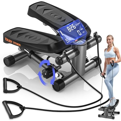 Vannect 2 in 1 Mini Stepper für Zuhause Mit Power Ropes, Up-Down Swing Mit Smart-Display, Hometrainer für Anfänger & Fortgeschrittene, Bis zu 150 KG