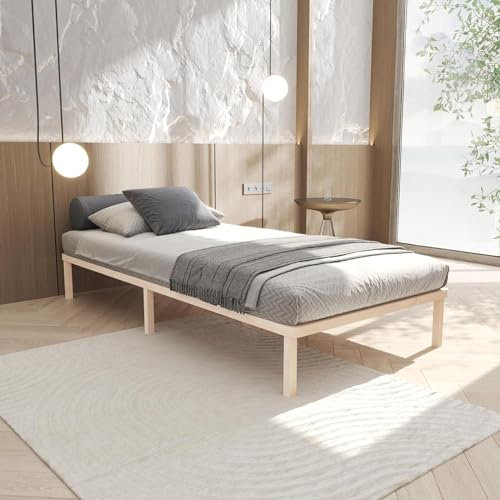 Hansales Bettgestell 80x190 cm Tallina mit Lattenrost, Futonbett aus Massivholz mit Rollrost, stabiles Holzbett belastbar bis 250 kg, FSC®-zertifiziertes Einzelbett mit Lattenrost.