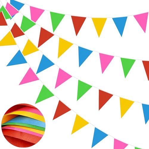 DOJoykey 20 m lange Wimpelkette, Polyester, Dreieckig, Multicolor3, für Zuhause, Outdoor, Garten, Geburtstag, Hochzeit, Nationalfeiertag, Party-Dekoration