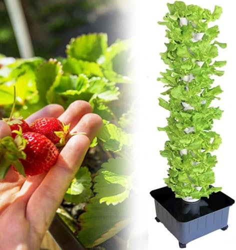 DHMYDPDZ Tour Hydroponique De Jardin,Culture Hydroponique 45trous,pour Herbes,Fruits Et Légumes D'intérieur Tour Aéroponique avec Pompe Hydratante,Adaptateur,Pots en Filet
