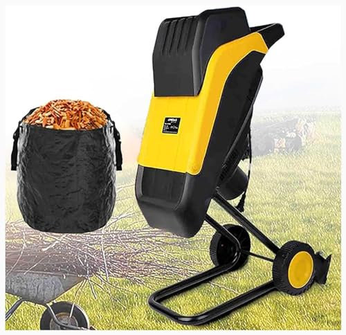 XCSCUK Garden Shredder, 2500w Branch Chipper, Multifunctional Wood Chipper with 45l Collection Bag for Yard, Farm (60m)