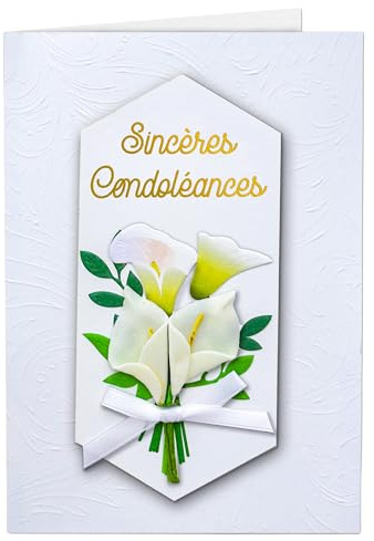 Joli Coon Papeterie Carte de condoléances SIGNATURE - Carte de condoléance avec enveloppe en papier premium et autocollant cachet