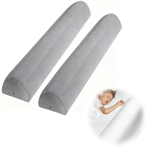 Chingcoo Lot de 2 barrières de lit gonflables pour enfant - Avec pompe et sac - Protection de lit portable pour les tout-petits - Voyage et maison - Gris