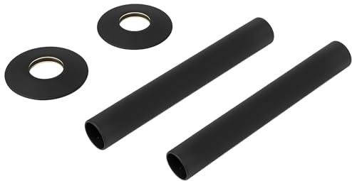 VANCOCO 2Pcs 130mm×18mm Radiator Pipe Sleeves, Matte Black Radiator Collars Cover Pair Radiator Pipe Covers