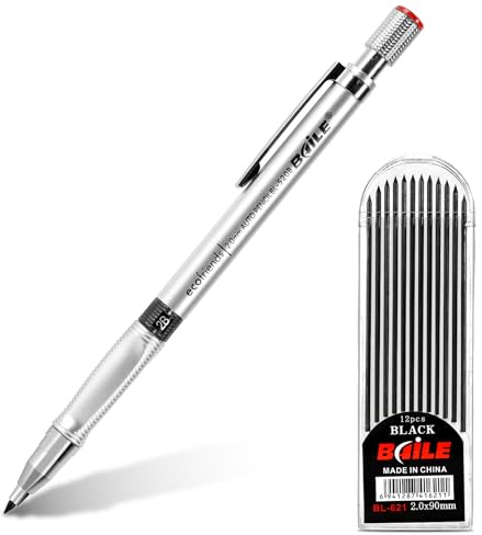 APXEL 2mm Argento Portamine, Matita Meccanica Con Gomma, Matita Grafite 1 Tubo Mine 2 mm Inclusa per Scrivere, Redigere, Disegnare E Fare Schizzi