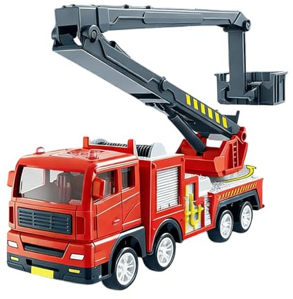 Fire Engine Toy for Kids 3-8 Years, Large Friction Powered Fire Truck with Lights & Siren Sounds, Extendable Ladder Rescue Vehicle, Birthday Gifts for Boys Girls Age 3 4 5 6 7 8