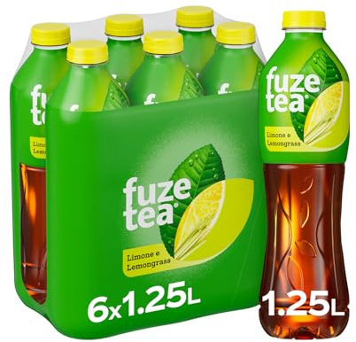 Fuze Tea, Bevanda Rinfrescante Analcolica di Té al Gusto Limone e Citronella, con Zuccheri ed Edulcorante - 6 Bottiglie da 1.25 L