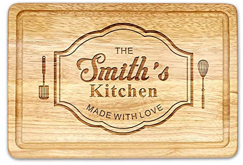 Personalised Wooden Chopping Board Oak Wooden Cheese Board Gifts for Wedding Anniversary Birthday Christmas Any Message Name Date Text Engraved(Design 3)