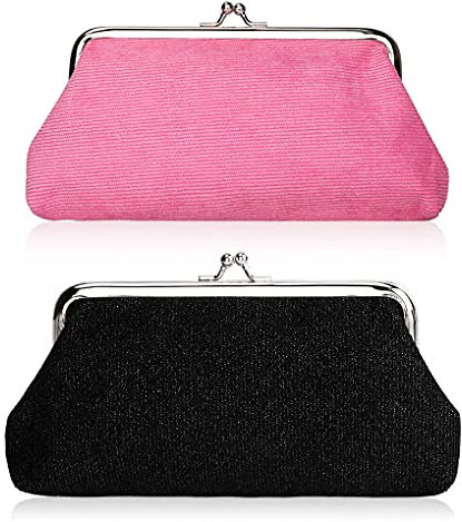 Oyachic 2 Stück Große Portemonnaie,Corduroy Coin Purse,Vintage Geldbörse,Wallet Münzbörsen mit Clipverschluss Klickverschluss,Damen Geldbeutel