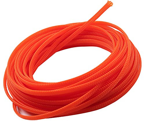 Heyiarbeit 10m/32.8ft PET Expandable Braid Cable Sleeving Flexible Wire Mesh Sleeve Orange 4mm