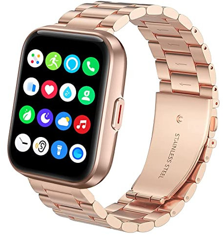 for Aeac ID208 smartwatch Band,Quick Release Stainless Steel Metal Replacement Straps Compatible with ENOMIR 1.7/Aeac 1.7 ID208/SKG V7 PRO/ENGERWALL ID208BT/Konitee ID208BT Watch/TOZO S2/Gydom/Oraimo