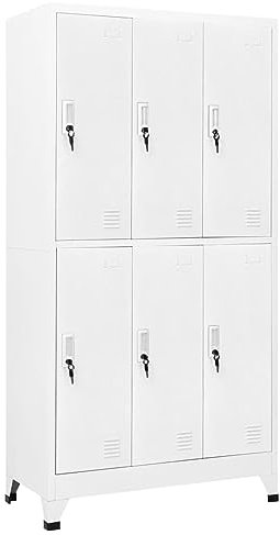 NITCA Stahlschrank Abschließbar Schließfachschrank mit 6 Fächern Metall Spind Schrank Grau Metallschrank Spind Schließfächer Kleiderschrank Stahl Schließfach 90x45x180 cm