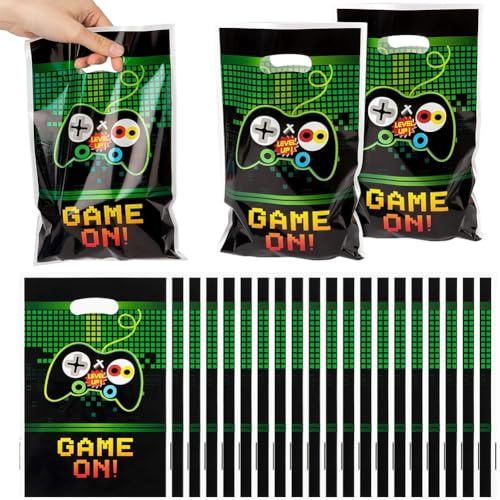 Videospel Party Favors Väskor 50 st spel på godispåsar, 16 x 25 cm godisväskor för pojkar barn spel TV-spel födelsedagsfest tillbehör