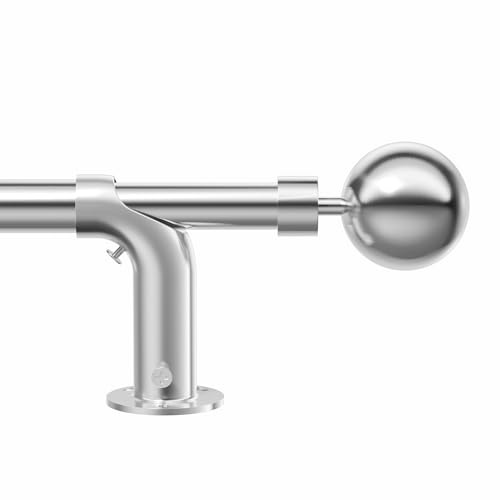 Bastone per tenda oscurante, da 76 a 280 cm, diametro 16/19 mm, estensibile e oscurante, per tende con occhielli con terminali a sfera in metallo, in nichel spazzolato, per camera da letto, soggiorno