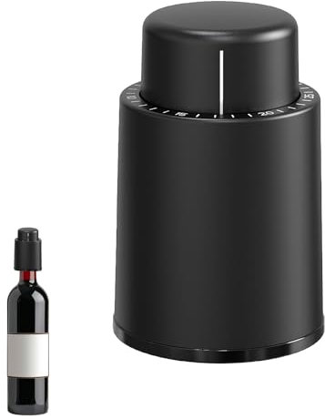 Tappo sottovuoto per bottiglie di vino con indicazione della data, in silicone riutilizzabile con pompa per vuoto, tappo per bottiglia di vino nero