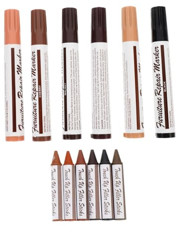 ERINGOGO 12pcs Furniture Scratch Repair Kit Grey Fill Paint Pens for Laminate Floor Touch-up Markers